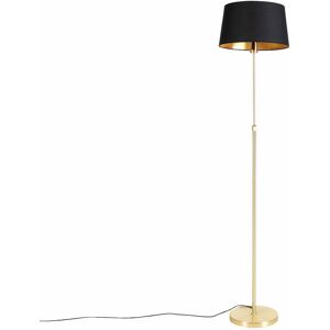 Qazqa - Floor Lamp Gold/Brass with Black Lampshade 35 cm Adjustable - Parte