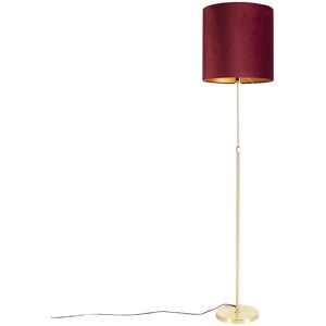 QAZQA Floor Lamp Gold/Brass with Velvet Lampshade Red 40/40 cm - Parte