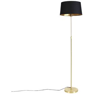 Qazqa - Floor Lamp Gold/Brass with Black Lampshade 45 cm Adjustable - Parte