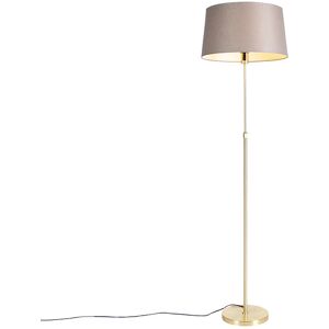 QAZQA Floor Lamp Gold/Brass with Linen Lampshade Taupe 45 cm - Parte