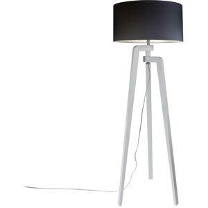 QAZQA Tripod Floor Lamp White with 50 cm Black Lampshade - Puros