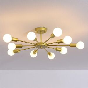Ganeed - Flush Mount Ceiling Light,Modern Gold Chandeliers,10-Light E27 Base Industrial Semi Ceiling Pendant Lights Fixture for Bedroom Living Room