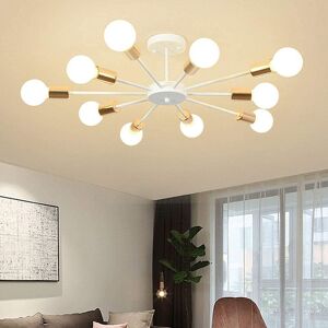 Ganeed - Flush Mount Ceiling Light,Modern White Chandeliers,10-Light E27 Base Industrial Semi Ceiling Pendant Lights Fixture for Bedroom Living Room