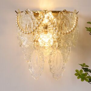 TONCHEAN French light luxury glass feather bead wall lamp living room background wall retro dining room bedroom aisle American bedside lamp