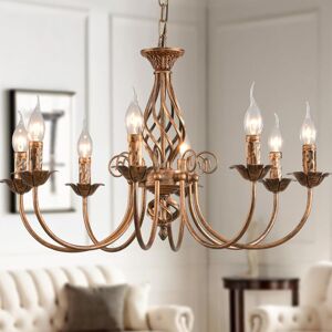 Ganeed - 8 Lights French Country Chandelier, Bronze Chandelier, Metal Pendant Chandelier, Pendant Lamp for Island Kitchen Farmhouse, Dining Room,