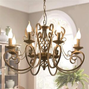 Chandeliers French Country Pendant Chandelier Rustic Vintage Metal Pendant Light Fixture Adjustable Hanging Lighting 8 Lights Bronze - Ganeed