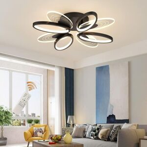Ganeed - 44W 8-Lights Modern led Ceiling Light, 3000K-6000K Dimmable Ceiling Lighting Fixtures Ceiling Mount 4 Rings Black Flush Mount led Chandelier