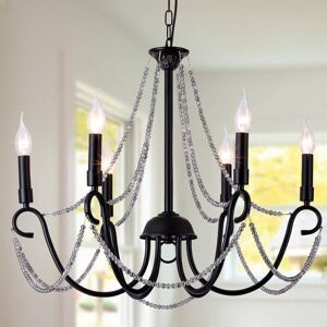 Lamp Hanging Antique Light Chandelier Painted Finish Island lights for Kitchen Black 6 Lights - Ganeed
