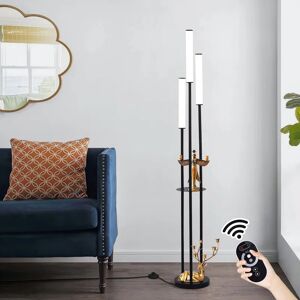 Ganeed - led Floor Lamp, Modern Floor Lamps for Living Room, 3-Lights Standing Lamp with Linen Shade and Foot Switch, Industrial Standing Lamps for