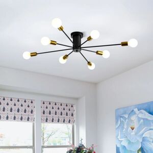 Ganeed - Modern Chandelier Ceiling Light Fixture, 8-Light Sputnik Dining Chandeliers Gold and Black Chandelier Over Table, Mid Century Lights Fixture