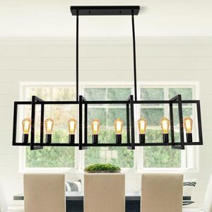 Ganeed - Modern Kitchen Island Light, 8-Light Industrial Pendant Light Fixtures Linear Hanging Rustic Chandelier for Dining Room Living Room, Matte