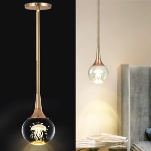 Ganeed - Modern Pendant Lighting, 1-Light Metal Rod Pendant Light, 5W Mini led Penant Light with Crystal Jellyfish, Globe Teardrop Hanging Light