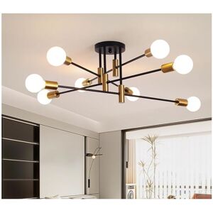 Ganeed - Modern Sputnik Chandelier Ceiling Light, Black Gold Dining Room Ceiling Lighting, 8-Light Mid Century Ceiling Pendant Lights for Bedroom