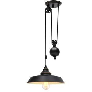 Ganeed - Pulley Pendant Light,Adjustable Height Industrial Pulley Lighting,Rustic Ceiling Hanging Light Edison Island Lamp for Farmhouse Dinner Room