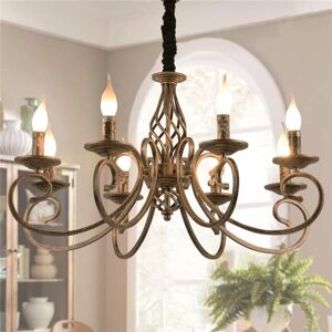 Ganeed Rustic Chandeliers,8 Lights Candle French Country Chandelier,Vintage Iron Pendant Light Fixture Hanging Light for Farmhouse,Kitchen