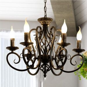 Ganeed - Rustic French Country Chandelier 6 Lights Farmhouse Candle Iron Chandeliers Vintage Metal Pendant Light Fixture for Kitchen Island Dining