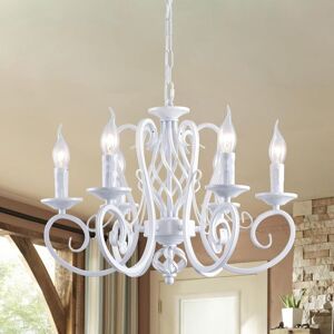 Ganeed - Rustic French Country Chandelier Farmhouse Candle Iron Chandeliers Vintage Metal Pendant Light Fixture for Kitchen Island Dining Room