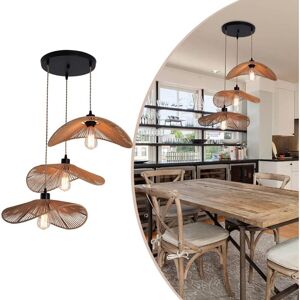 Ganeed - Staircase Chandeliers Rattan Pendant Light Fixture 3-Light Chandelier with Adjustable Height, Boho Farmhouse Ceiling Light for Entryway