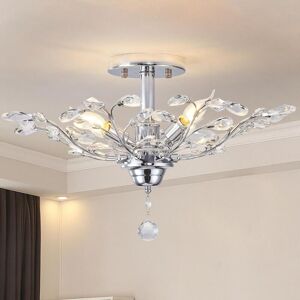 Ganeed - Vintage K9 Clear Crystal Chandeliers Ceiling Lighting Pendant Lighting Flush Mounted Fixture for Living Room Dinning Room Restaurant Porch