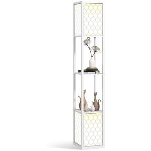 Homcom - 2-Light Modern Floor Lamp with Shelves for Living Room, Bedroom, White