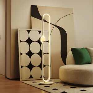 Dimmable led Floor Lamp with Glass Night Light, Foot Switch, White - Homcom