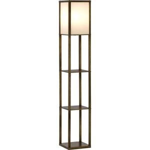 Floor Lamp Reading Lamp with 3-Tier Storage Shelf for Home Office Rustic Brown - Homcom