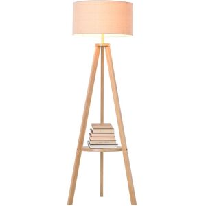 Homcom - Floor Lamp Bedside Light Free Standing Tripod Holder Storage Shelf Linen