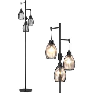 Industrial 3-Light Floor Lamp Dimmable Standing Lamp for Living Room - Homcom