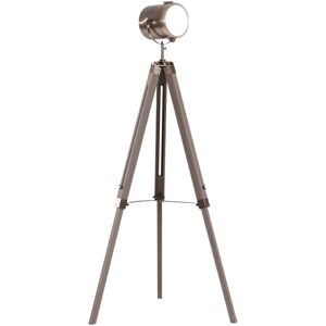 Industrial Tripod Floor Lamp Wood Height Adjustable Spotlight Bronze Tone - Homcom