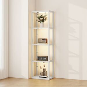 Led Floor Lamp with Glass Shelves, Dimmable Room Lamp, Grey - Homcom
