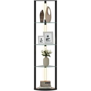 HOMCOM LED Floor Lamp with Shelves, Dimmable Standing Lamp with Foot Switch