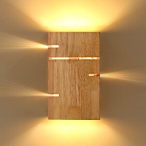 IKODM Indoor Wall Light Wood, Vintage Bedroom Wall Lamp E27, Retro Wall Bedside Lamp, led Warm White 3000K, Wall Sconce for Bedroom Living Room Cafe