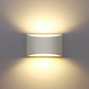 DEWDAT Indoor Wall Lights, White led Wall Lamp 7W Warm White Modern Plaster Wall Sconce for Bedroom Home Hallway Living Room