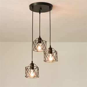 Comely - Industrial Pendant Light 3 Light with ,120CM Adjustable Cable,E27 Black Semi Flush Mount Ceiling Lights Used in Kitchens, Restaurants,