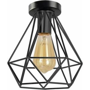 Dewdat - Industrial Ceiling Light Black Cage Ceiling Light Vintage Chandelier E27 Metal Ceiling Light Retro Design Ceiling Lamp for Balcony Hallway