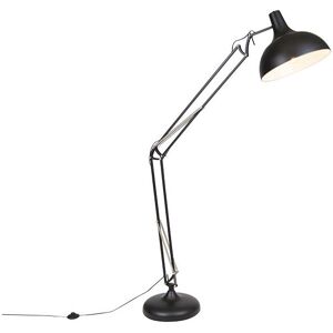 QAZQA Industrial Floor Lamp Black Adjustable - Hobby