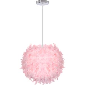 WOTTES Modern Ceiling Pendant Light Adjustable Hanging Lamp Indoor Chandelier Fluffy Feather Lamp Shade Pink