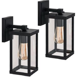 Wottes - 2-pack Industrial Modern Wall Lamp Wall Lighting Fixtures Glass Metal Wall Sconce for Hallway Entryway Bathroom Bedroom