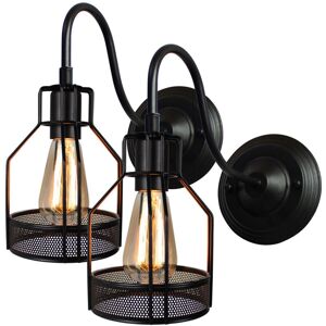 WOTTES Industrial Vintage Wall Light Metal Wall Lamp Shade Interior Wall Sconce for Garage Gate Porch Hallway 2Pcs