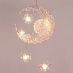 TONCHEAN Industrial Moon Stars LED Pendant Light Ceiling Lamp Aluminum with 5 Bulbs for Kids Bedroom (Warm Light)