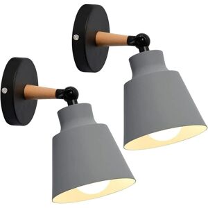BEIJIYI Industrial Retro Wall Light, Modern Indoor Wall Sconce, E27 Metal Cage Ceiling Light, Macaron Design for Bedroom, Kitchen, Dining Room (2-Pack, Gray)