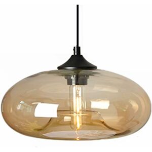 DEWDAT Industrial Vintage Colorful Glass Pendant Light Retro Loft Bar E27 Ceiling Hanging Lamp Kitchen Dining Room Bedroom Chandelier 28cm (Amber) [Energy
