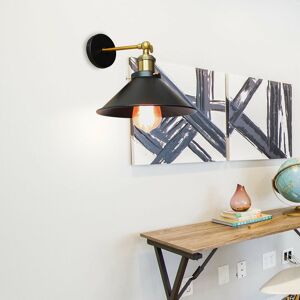 AXHUP Industrial Wall Light, Vintage Retro Ceiling Lamp with Ø22cm Lampshade, Adjustable Swing Arm Wall Sconce (Black)