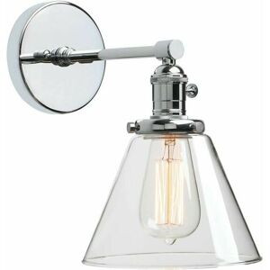 HOOPZI Industrial Wall Sconce with Glass Shade Vintage Lights for Hallway Kitchen Indoor - E27 Base Retro Wall Sconce for Bedroom (Chrome)