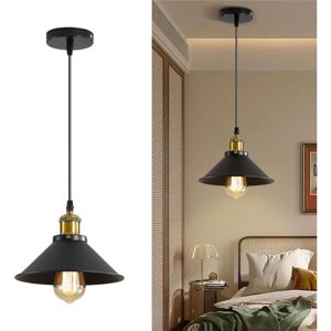 TONCHEAN Industrial Wrought Iron Pendant Light for Kitchen Island, Farmhouse Decor, Adjustable Metal Pendant Light, Ceiling Hanging Light Fixture, Black 1.2cm