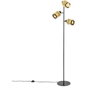 QAZQA Industrial Floor Lamp Black with Gold 3-Light - Kayden