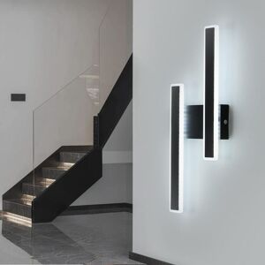 Goeco - Indoor led Wall Lights 32W Modern Wall Sconce Warm/Natural/White Light 3 Levels of Brightness Black Wall Lamp for Bedroom Living Room Hallway