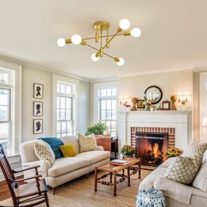 GANEED Chandelier Modern Pendant Light 6 Lights Metal Industrial Vintage Bracket Chandelier for Living Room Dining Room Bedroom Foyer, Gold