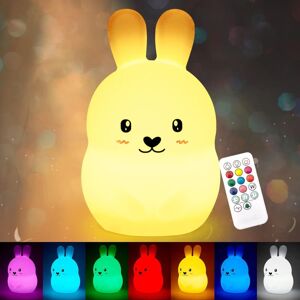 Longziming - Kids Night Light, Rabbit Night Light with Remote Control, Kawaii 7 Colors Lamp, Room Decor, usb Rechargeable, Cute Lamp Gifts for Baby,