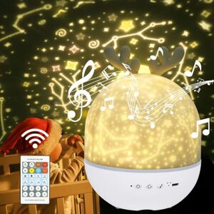 Memkey - Children's Night Light Star Projector Lamp, 360° Rotation Musical Night Light + Timer + Remote Control + 6 Colors, led Baby Starry Sky Night